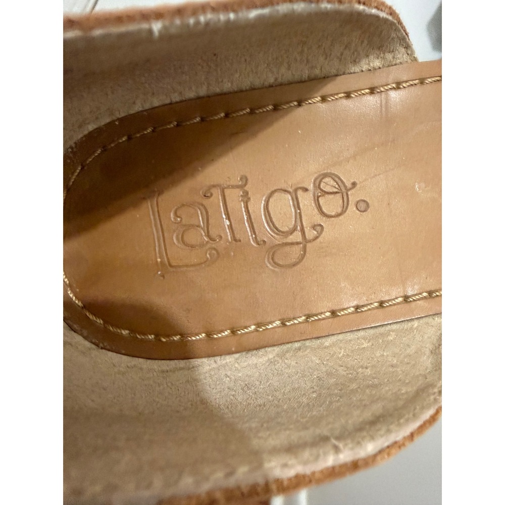 Latigo Milly Snakeskin Print Leather d'Orsay Flats Tan Brown Womens 10M - Picture 3 of 5